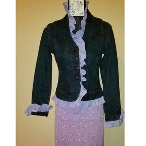 ✅139B NWOT Parallel Premium Denim Ruffles Jacket 4